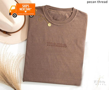 Embroidered Mama Shirt, Christmas Gift for Mom Shirt New Mom Mommy Birthday Gift, Mother's Day Gift for Mom, Gigi, Nana, T-Shirt, Women 195