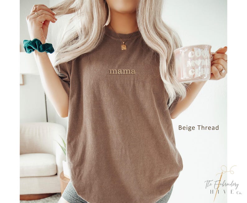 Embroidered Mama Shirt, Christmas Gift for Mom Shirt New Mom Mommy Birthday Gift, Mother's Day Gift for Mom, Gigi, Nana, T-Shirt, Women 195