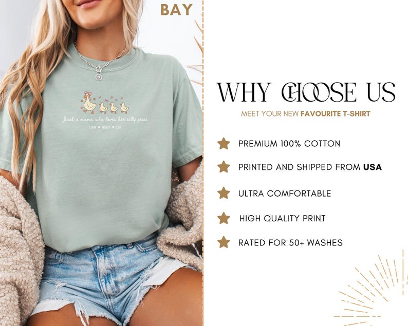 Custom Mama Goose Shirt, Comfort Colors® Silly Goose Mom Tee, Personalized Mother Shirt with Kids Names, Funny Mothers Day Gift, Boy Mom
