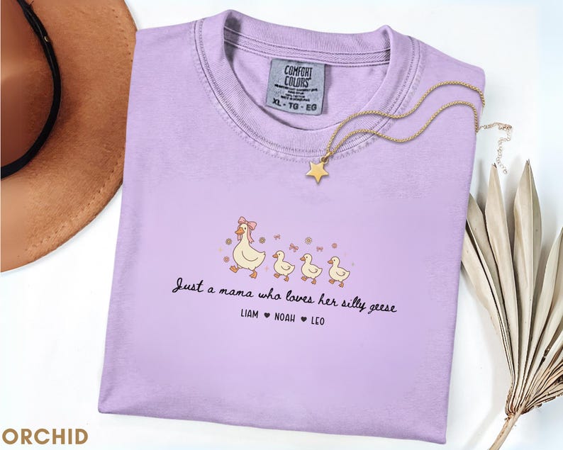 Custom Mama Goose Shirt, Comfort Colors® Silly Goose Mom Tee, Personalized Mother Shirt with Kids Names, Funny Mothers Day Gift, Boy Mom