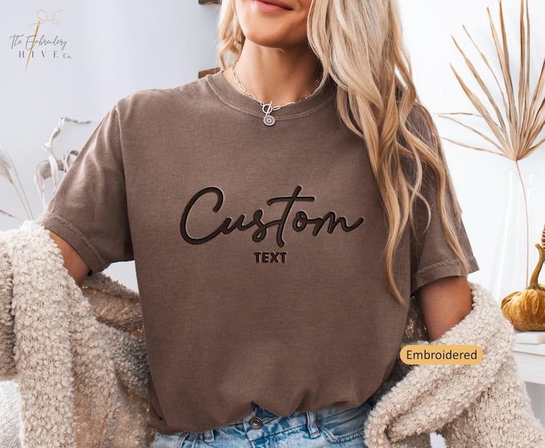 Custom Embroidered T-shirt Custom Embroidered Shirt Embroidered Custom Shirt Personalized Shirt Custom Business Shirt Christmas Gift X50