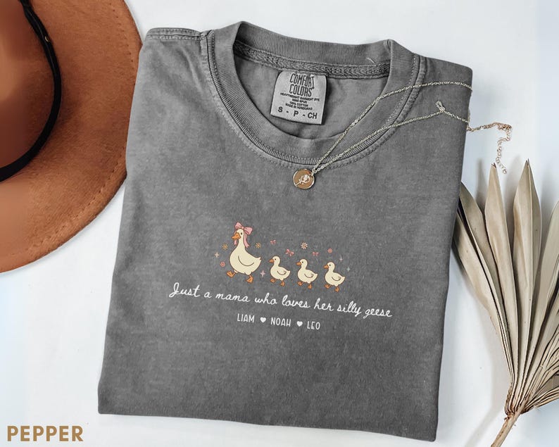 Custom Mama Goose Shirt, Comfort Colors® Silly Goose Mom Tee, Personalized Mother Shirt with Kids Names, Funny Mothers Day Gift, Boy Mom