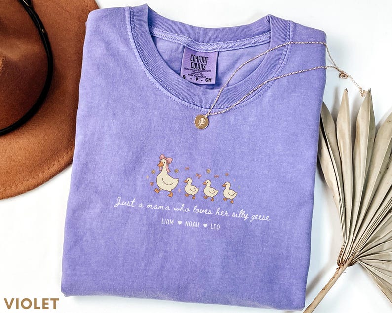 Custom Mama Goose Shirt, Comfort Colors® Silly Goose Mom Tee, Personalized Mother Shirt with Kids Names, Funny Mothers Day Gift, Boy Mom