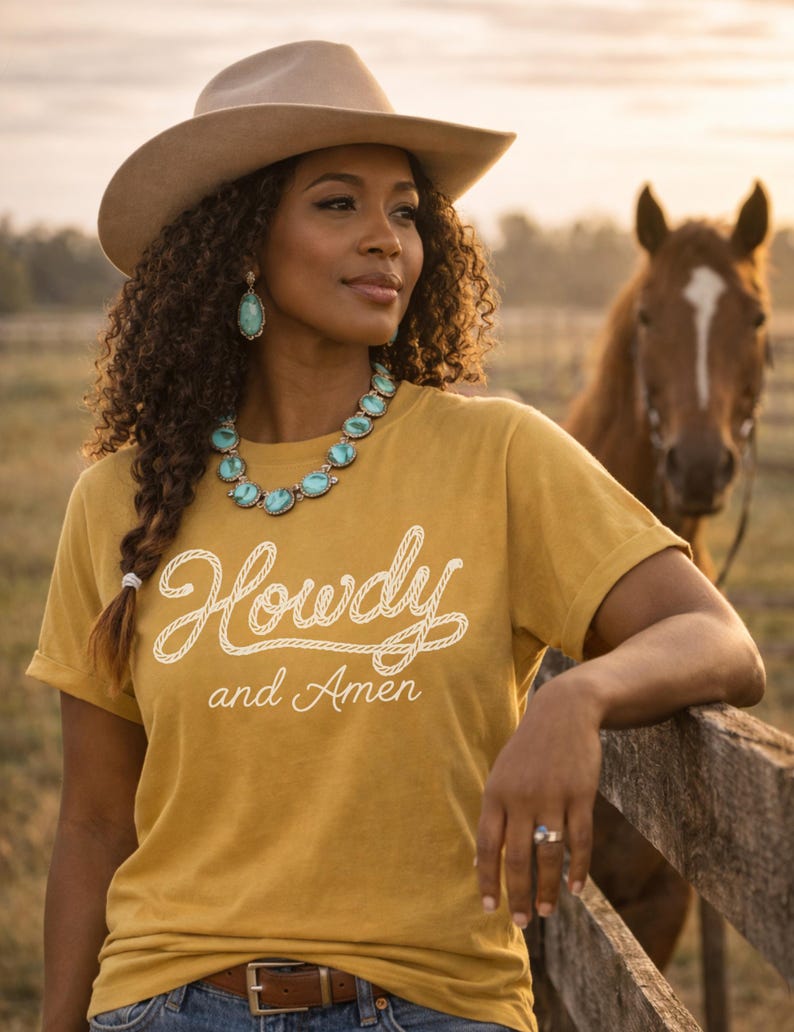 Christian Western Tshirt Faith Graphic Casual Tee Howdy Shirt Country Religious Rustic Cowgirl Style Gift for Horse Girl