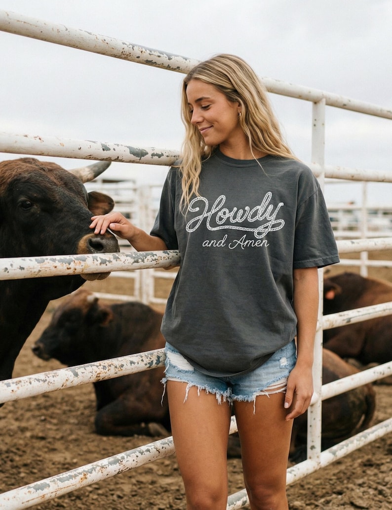 Christian Western Tshirt Faith Graphic Casual Tee Howdy Shirt Country Religious Rustic Cowgirl Style Gift for Horse Girl
