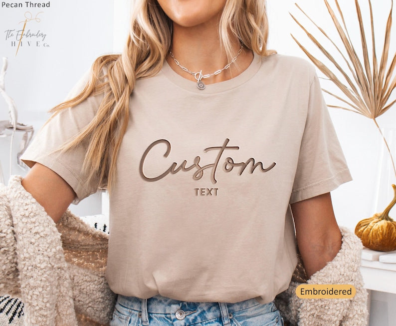 Custom Embroidered T-shirt Custom Embroidered Shirt Embroidered Custom Shirt Personalized Shirt Custom Business Shirt Christmas Gift X50