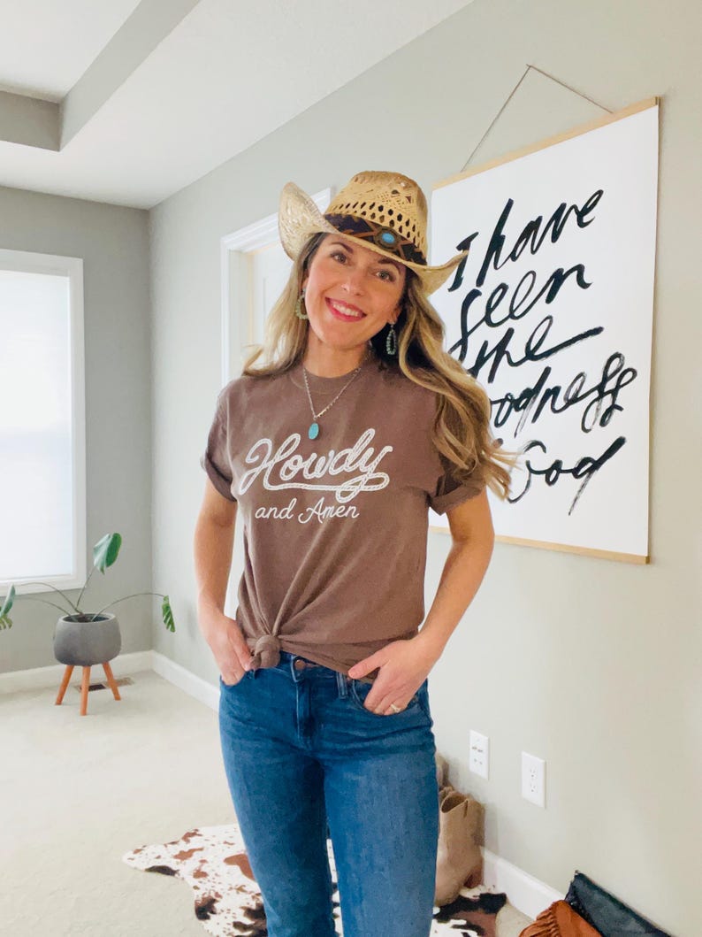 Christian Western Tshirt Faith Graphic Casual Tee Howdy Shirt Country Religious Rustic Cowgirl Style Gift for Horse Girl