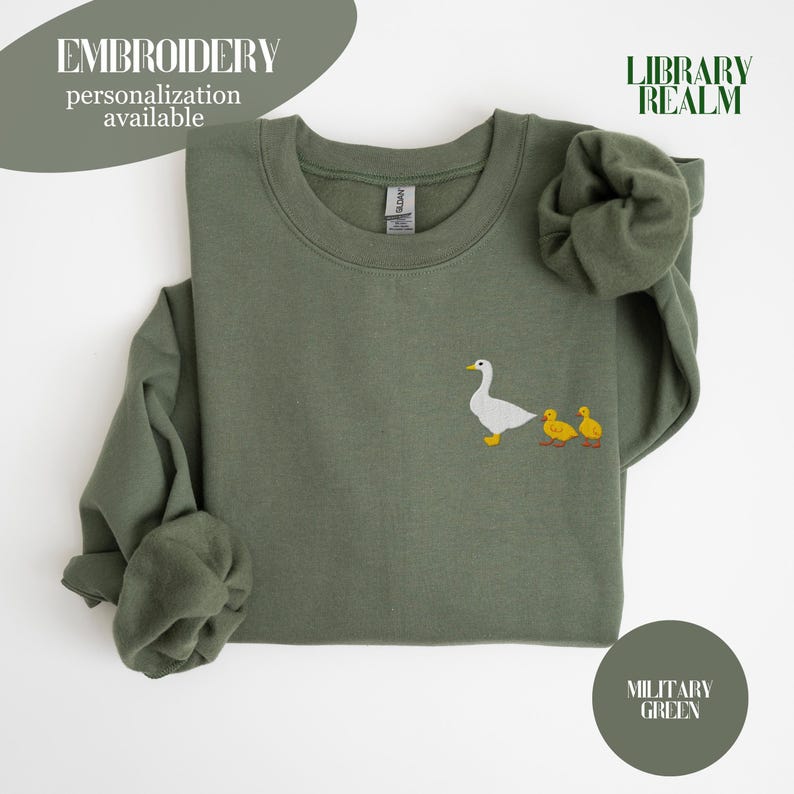 Embroidered Goose Mama Pocket Design, Custom Chick Count (1,2 or 3), Gift For Mama, Comfort Colors Shirts, Gildan 18000 Sweatshirts