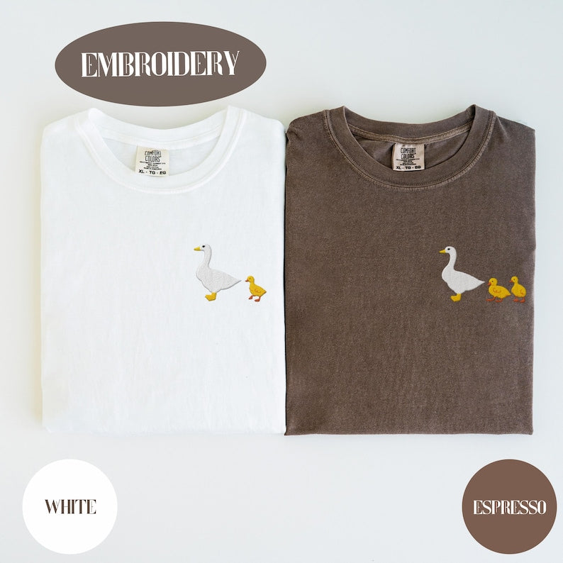 Embroidered Goose Mama Pocket Design, Custom Chick Count (1,2 or 3), Gift For Mama, Comfort Colors Shirts, Gildan 18000 Sweatshirts