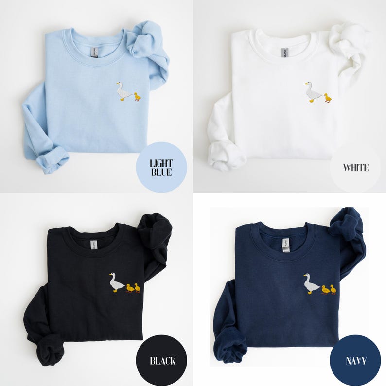 Embroidered Goose Mama Pocket Design, Custom Chick Count (1,2 or 3), Gift For Mama, Comfort Colors Shirts, Gildan 18000 Sweatshirts