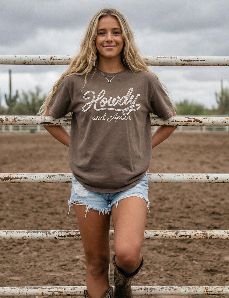 Christian Western Tshirt Faith Graphic Casual Tee Howdy Shirt Country Religious Rustic Cowgirl Style Gift for Horse Girl