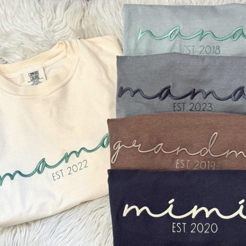 Custom Mama Embroidered Shirt, Personalized Mom Embroidered Shirt, Pregnancy Announcement
