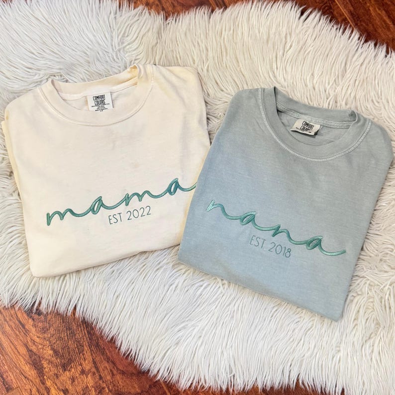 Custom Mama Embroidered Shirt, Personalized Mom Embroidered Shirt, Pregnancy Announcement
