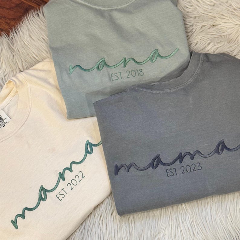 Custom Mama Embroidered Shirt, Personalized Mom Embroidered Shirt, Pregnancy Announcement