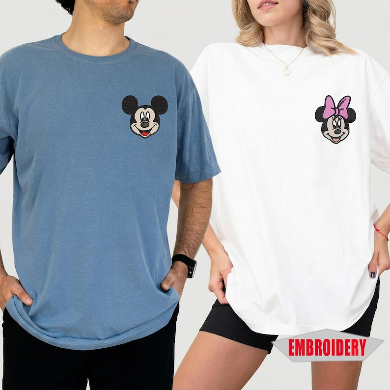 Custom Embroidered Pepe Le Pew and Penelope Shirt, Anniversary Matching Valentine Couple Tee