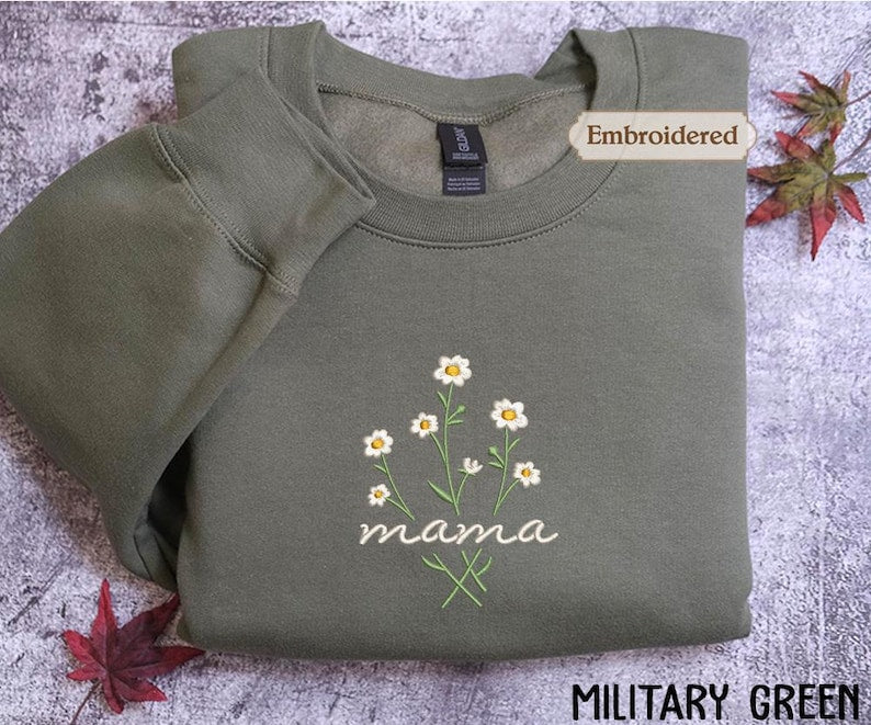 Mama Comfort Colors Embroidered Shirt, Floral Mom Shirt, Mama Embroidery, Mother’s Day Gift, New Mom Gift, Gift for Moms, Aesthetic Mom Tee
