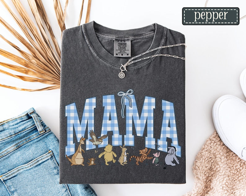 Mama Bear Comfort Colors Shirt • Mama Gingham Tees • Mom To Be Gifts • Mother's Day Mama Gift • Cute Mom Tshirt • Coquette Mama T-shirt