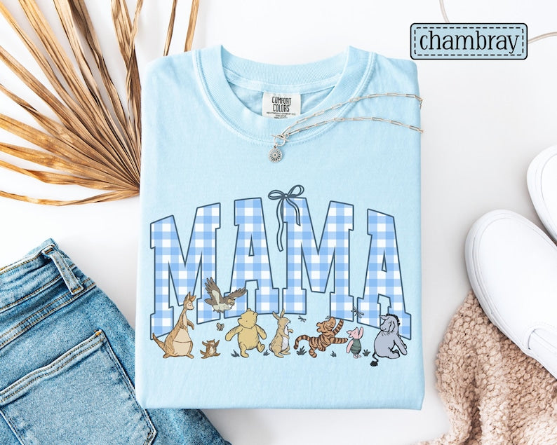 Mama Bear Comfort Colors Shirt • Mama Gingham Tees • Mom To Be Gifts • Mother's Day Mama Gift • Cute Mom Tshirt • Coquette Mama T-shirt