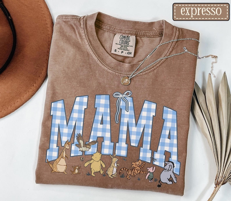 Mama Bear Comfort Colors Shirt • Mama Gingham Tees • Mom To Be Gifts • Mother's Day Mama Gift • Cute Mom Tshirt • Coquette Mama T-shirt