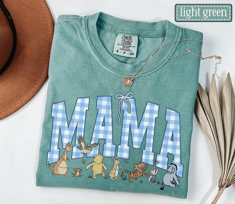 Mama Bear Comfort Colors Shirt • Mama Gingham Tees • Mom To Be Gifts • Mother's Day Mama Gift • Cute Mom Tshirt • Coquette Mama T-shirt