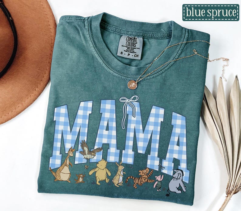 Mama Bear Comfort Colors Shirt • Mama Gingham Tees • Mom To Be Gifts • Mother's Day Mama Gift • Cute Mom Tshirt • Coquette Mama T-shirt