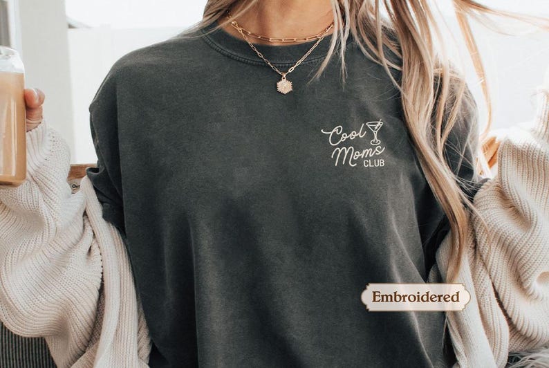 Cool Moms Club Comfort Colors® Shirt, Trendy Mama Mother’s Day Gift, Custom Embroidery