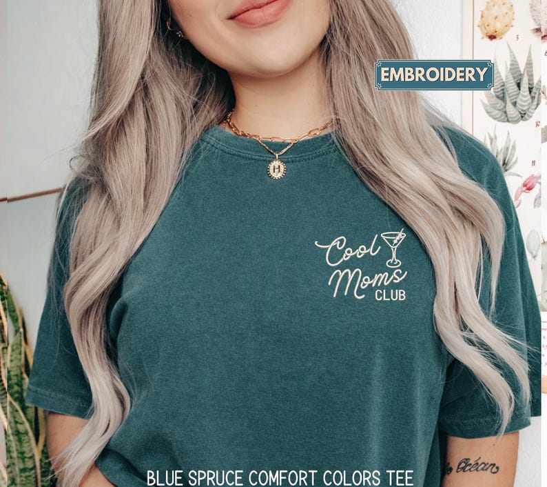 Cool Moms Club Comfort Colors® Shirt, Trendy Mama Mother’s Day Gift, Custom Embroidery