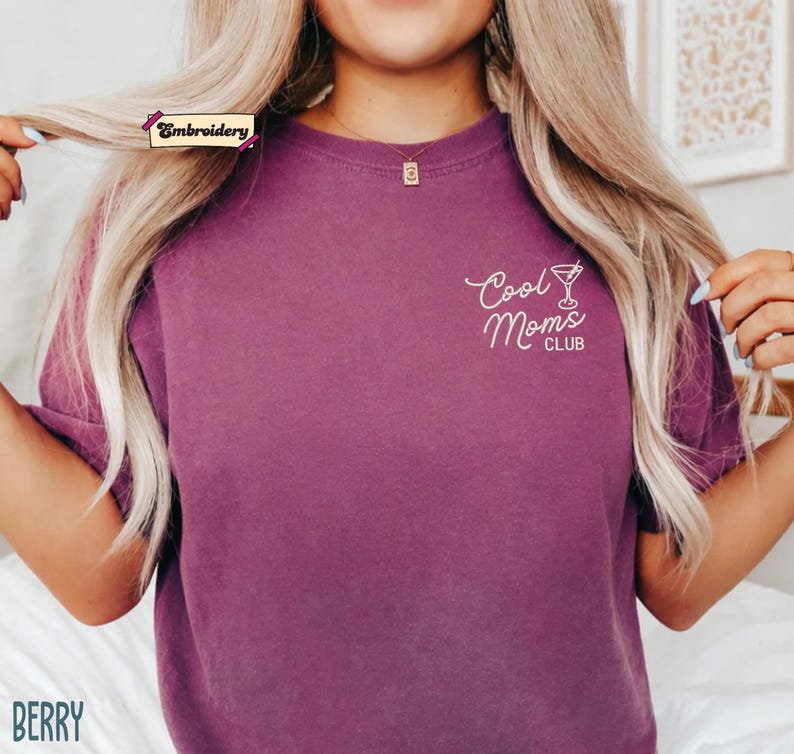 Cool Moms Club Comfort Colors® Shirt, Trendy Mama Mother’s Day Gift, Custom Embroidery