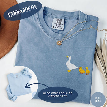 Embroidered Goose Mama Pocket Design, Custom Chick Count (1,2 or 3), Gift For Mama, Comfort Colors Shirts, Gildan 18000 Sweatshirts