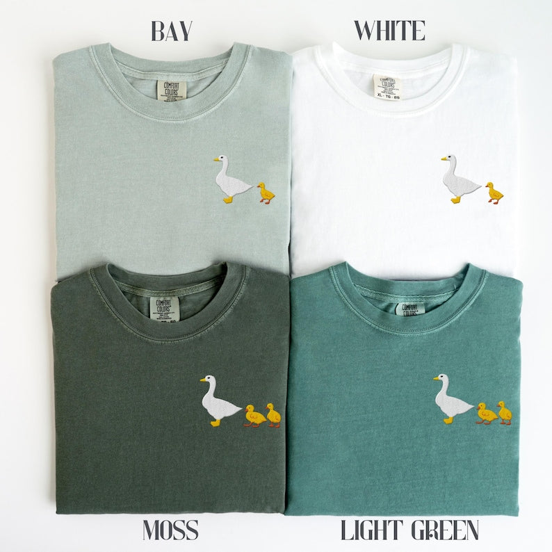 Embroidered Goose Mama Pocket Design, Custom Chick Count (1,2 or 3), Gift For Mama, Comfort Colors Shirts, Gildan 18000 Sweatshirts