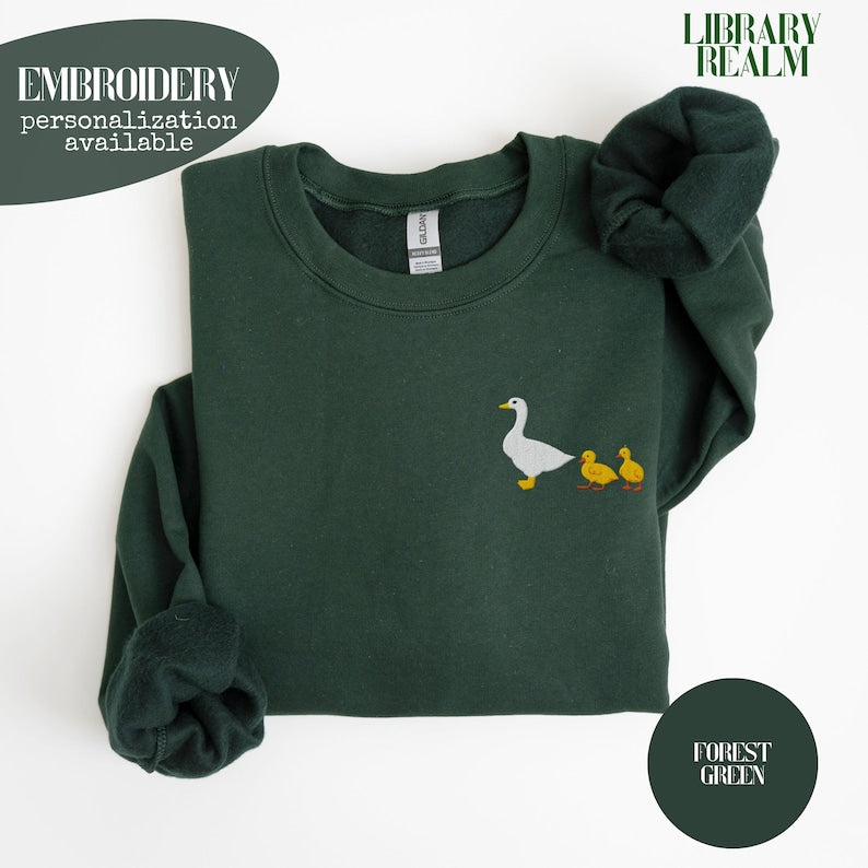 Embroidered Goose Mama Pocket Design, Custom Chick Count (1,2 or 3), Gift For Mama, Comfort Colors Shirts, Gildan 18000 Sweatshirts
