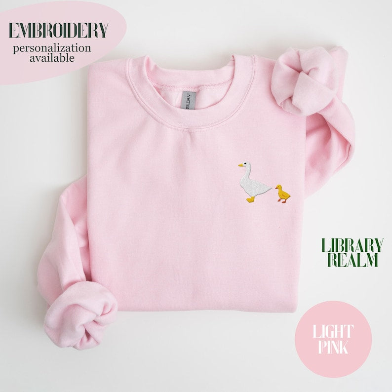 Embroidered Goose Mama Pocket Design, Custom Chick Count (1,2 or 3), Gift For Mama, Comfort Colors Shirts, Gildan 18000 Sweatshirts