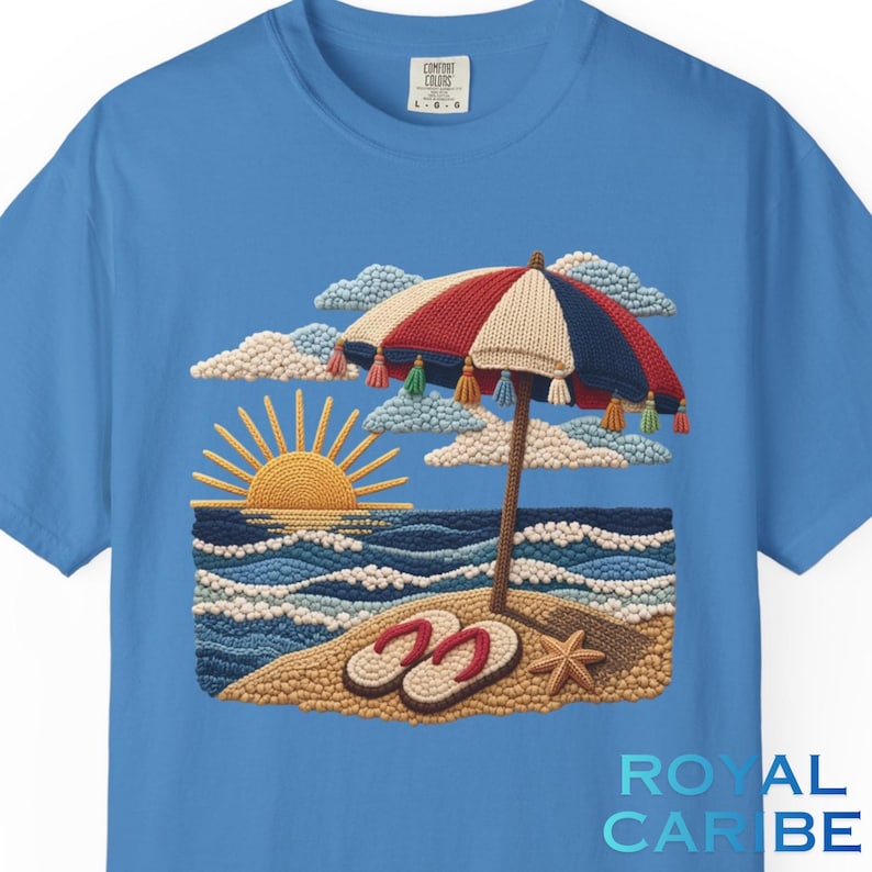 Beach Shirt, Summer Vibes Shirt, Coastal Graphic Tee, Summer Outfit, Vacation Shirt, Summer Shirt, Embroidered Design, Print Only - Not Yarn