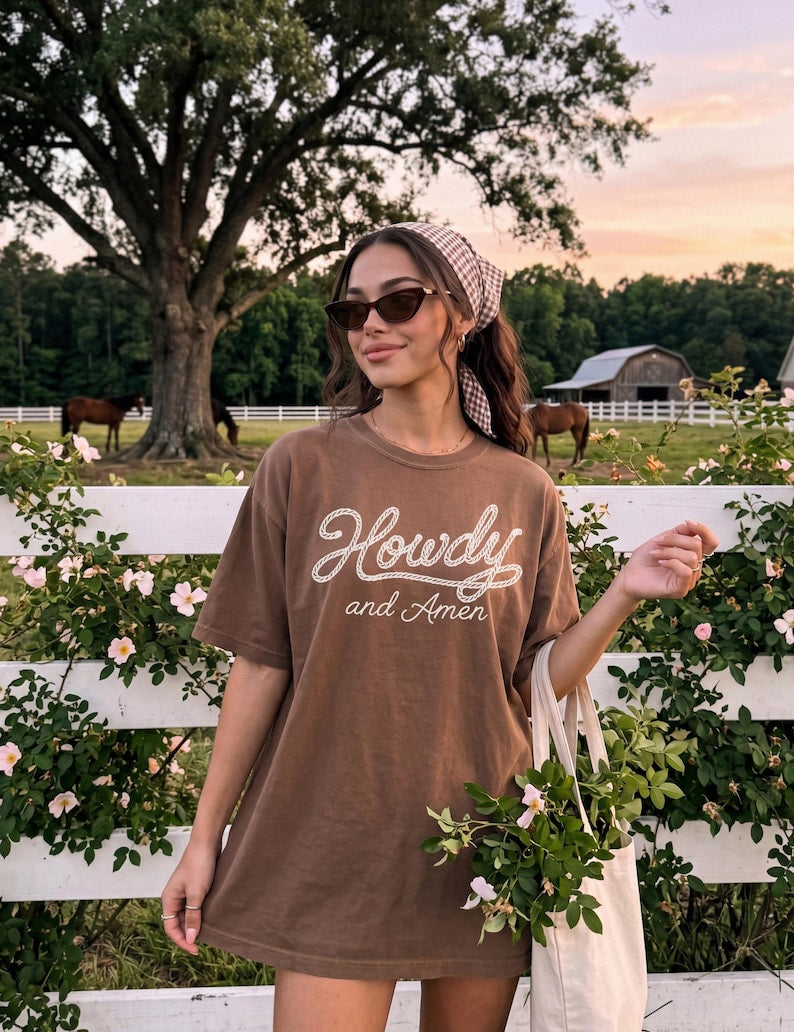 Christian Western Tshirt Faith Graphic Casual Tee Howdy Shirt Country Religious Rustic Cowgirl Style Gift for Horse Girl