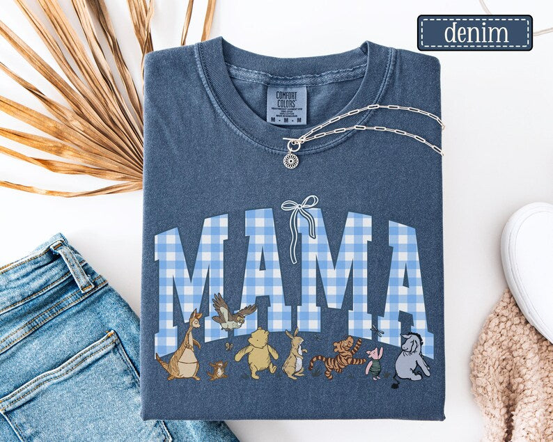 Mama Bear Comfort Colors Shirt • Mama Gingham Tees • Mom To Be Gifts • Mother's Day Mama Gift • Cute Mom Tshirt • Coquette Mama T-shirt