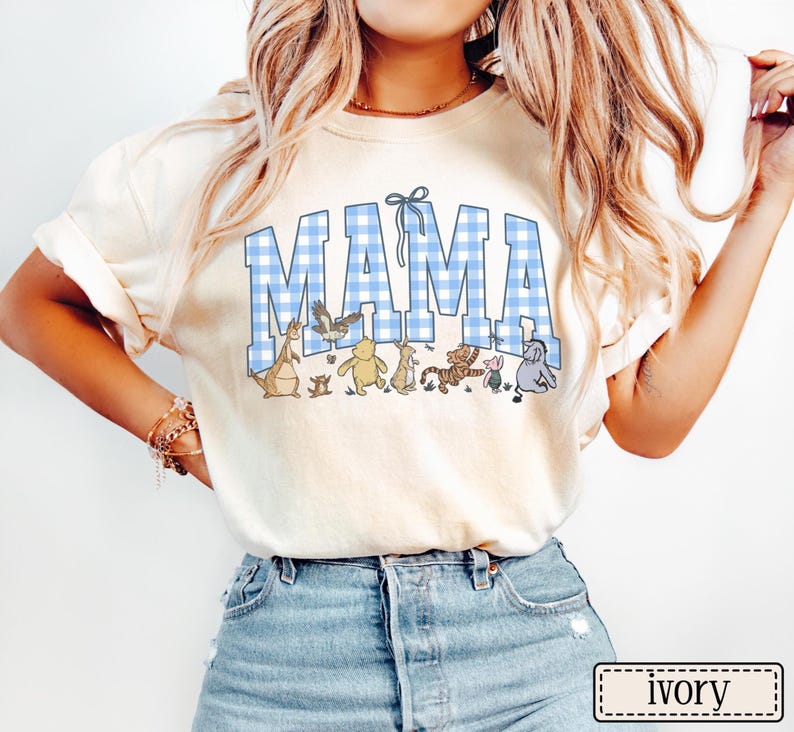 Mama Bear Comfort Colors Shirt • Mama Gingham Tees • Mom To Be Gifts • Mother's Day Mama Gift • Cute Mom Tshirt • Coquette Mama T-shirt