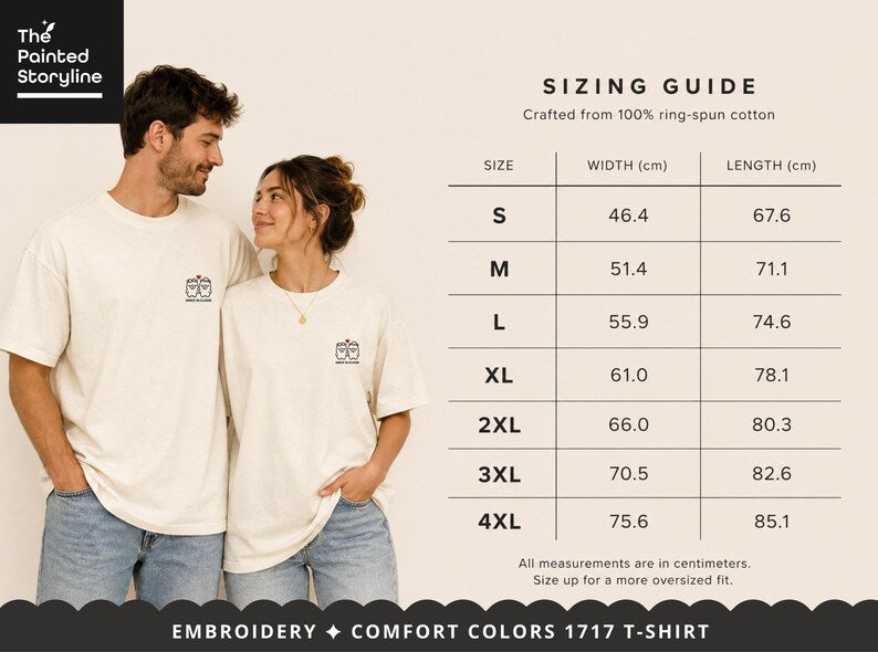 Custom Date Embroidered Couple Tee Shirts Custom Embroidery Comfort Colors Shirt Personalised Couple Gift Anniversary Tshirt Cute Cabybara