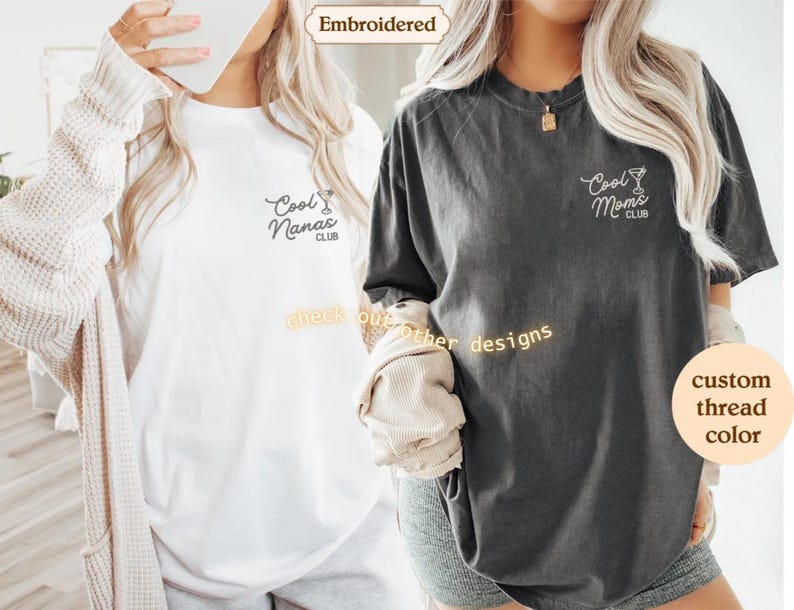 Cool Moms Club Comfort Colors® Shirt, Trendy Mama Mother’s Day Gift, Custom Embroidery