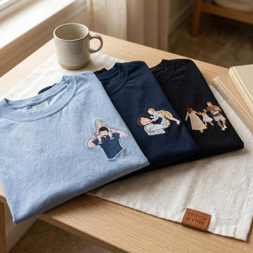 Embroidered Custom Dad Portrait Shirt, Personalized Photo Dad Tee, Fatherhood Crewneck, Father’s Day Gift for Dad