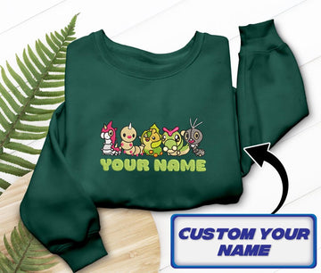 Bug Type Embroidered T-Shirt, Sweatshirt & Hoodie Wurmple, Weedle, Sewaddle, Caterpie, Scatterbug Fans Gift