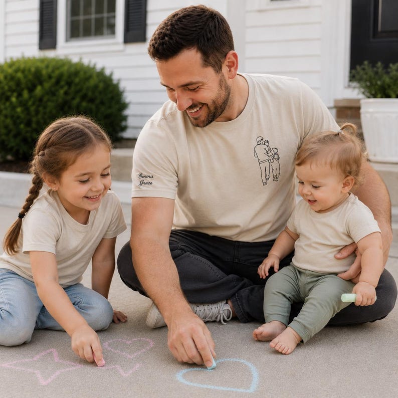 Embroidered Dad Portrait Shirt, Dad Shirt With Photo, Dad Tee, Custom Fathers Day Shirts With Pictures, Personalized New Dad Gifts