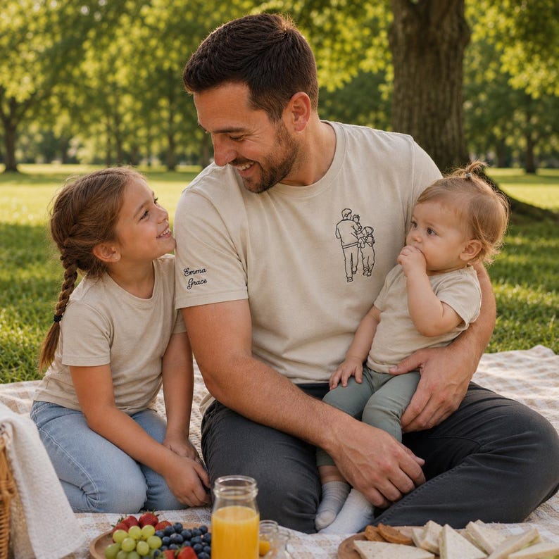 Embroidered Dad Portrait Shirt, Dad Shirt With Photo, Dad Tee, Custom Fathers Day Shirts With Pictures, Personalized New Dad Gifts