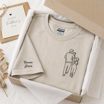 Embroidered Dad Portrait Shirt, Dad Shirt With Photo, Dad Tee, Custom Fathers Day Shirts With Pictures, Personalized New Dad Gifts