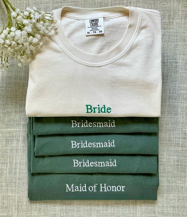 Custom Embroidered T-Shirt Personalized Text Shirt Custom Tee with Small Text Holiday Shirt Couples Matching Gift