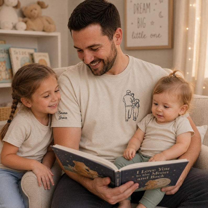 Embroidered Dad Portrait Shirt, Dad Shirt With Photo, Dad Tee, Custom Fathers Day Shirts With Pictures, Personalized New Dad Gifts