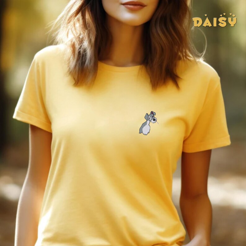 Embroidered Dog Couples Shirt, Matching Retro Dog Shirt, Spaghetti Date Tee, Pocket Dog Shirt, Minimalist Cartoon Dog Shirt, Dog Lover Gift