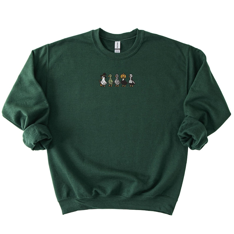 EMBROIDERED DUCK SWEATSHIRT Goose Sweatshirt Embroidered Crewneck Halloween Sweatshirt Halloween Crewneck Embroidered Pullover Duck Crewneck