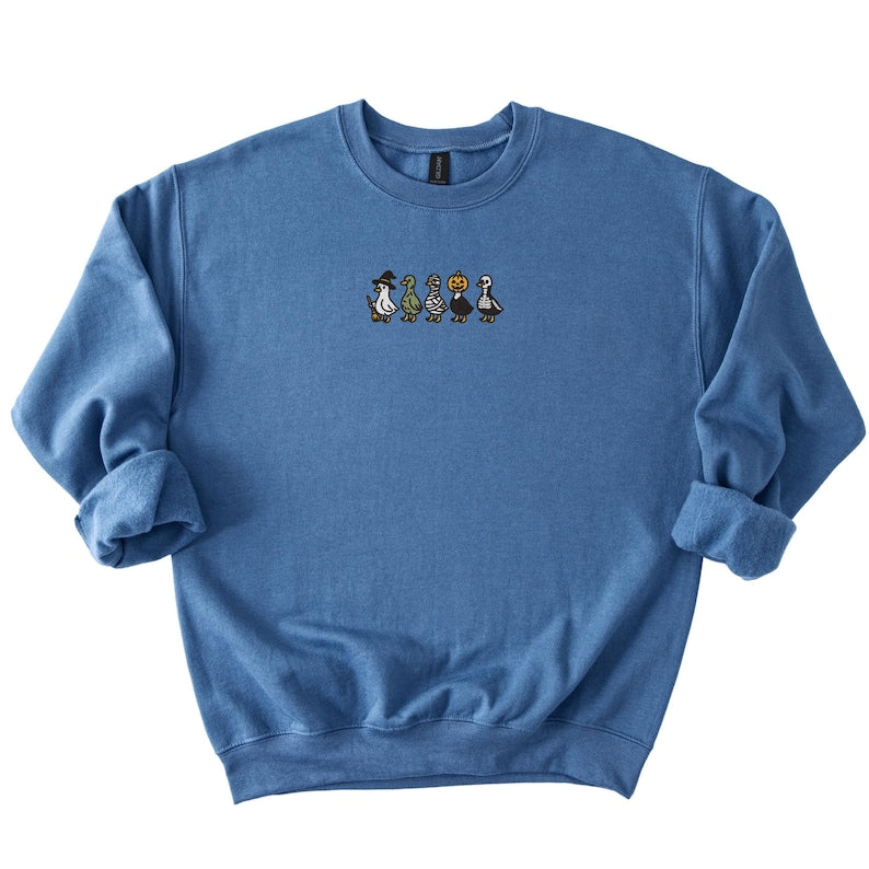 EMBROIDERED DUCK SWEATSHIRT Goose Sweatshirt Embroidered Crewneck Halloween Sweatshirt Halloween Crewneck Embroidered Pullover Duck Crewneck