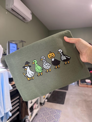 EMBROIDERED DUCK SWEATSHIRT Goose Sweatshirt Embroidered Crewneck Halloween Sweatshirt Halloween Crewneck Embroidered Pullover Duck Crewneck