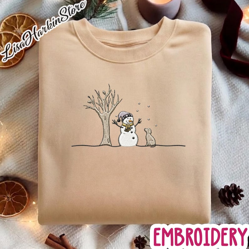 Snowman Dog Embroidered Shirt, Let It Snow Sweatshirt, Christmas Snowman Sweatshirt, Christmas Sweater, Snowman Shirt, Merry Christmas Shirt